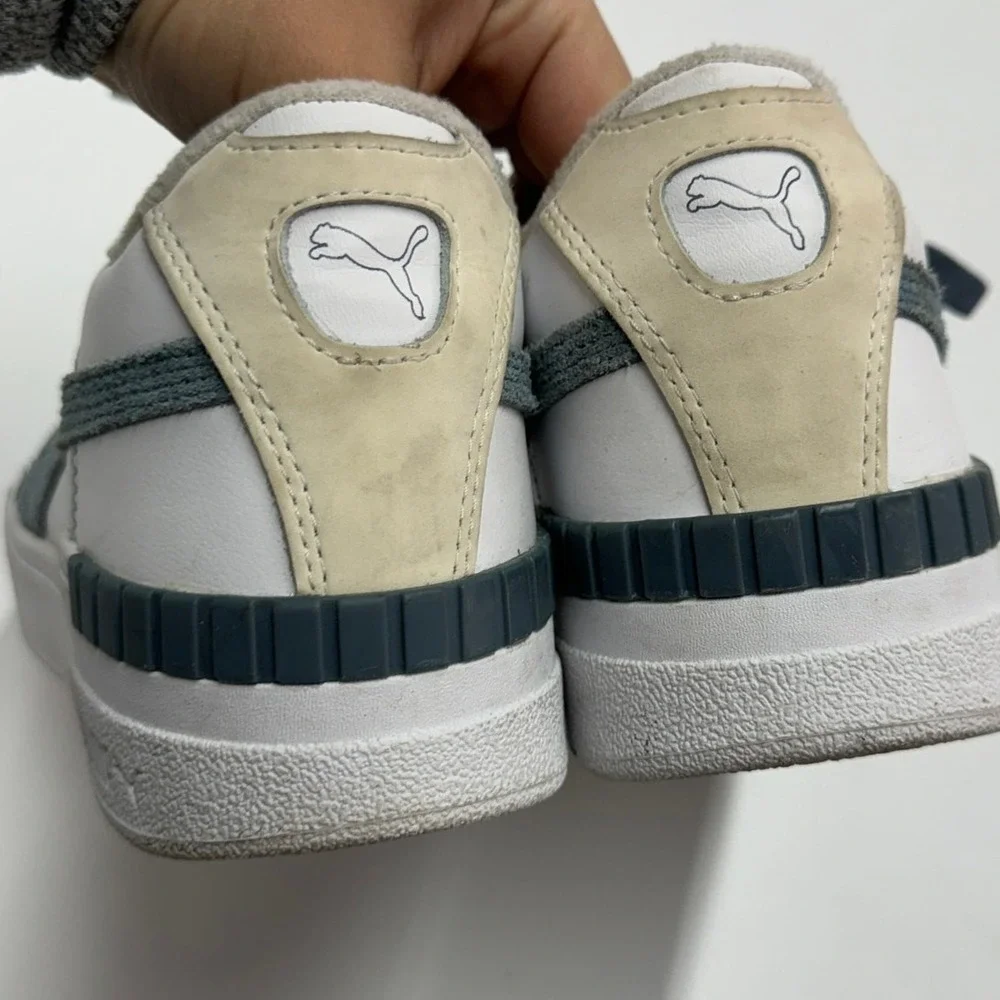 Puma Sneakers Womens 9.5‎ White Blue Cali Dream Leather Platform Retro Chunky